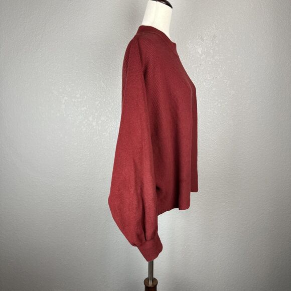 HoodLamb Crew Neck Dolman Sleeve Tunic Sweater Size L Cherry Red Hemp Cotton - Picture 5 of 7